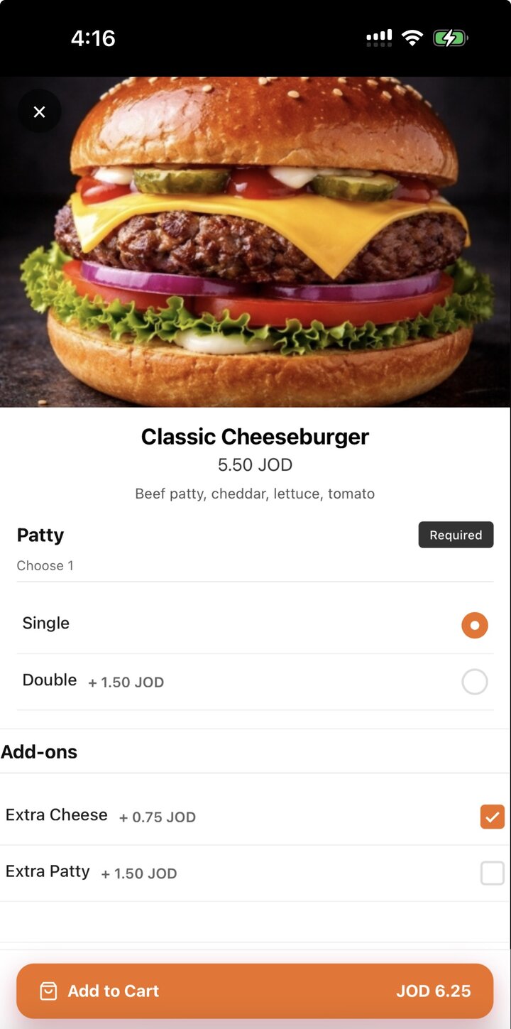OrderStraight ordering app — product page