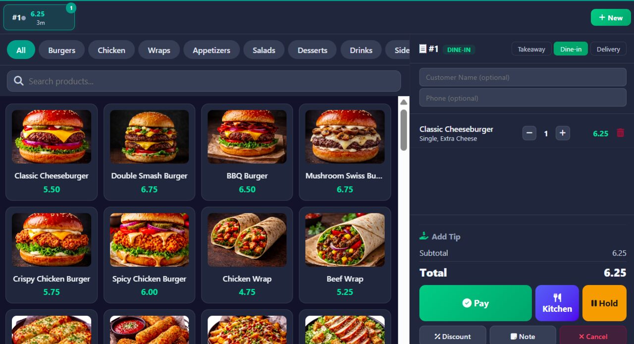 OrderStraight POS — real order screen